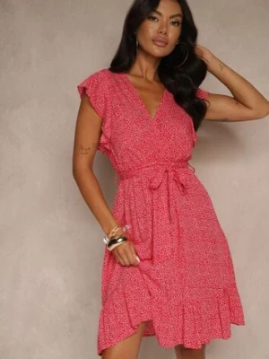 Czerwona Sukienka z Paskiem Mitho rosa