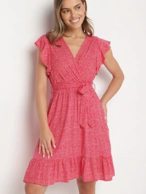 Czerwona Sukienka z Paskiem Rartho rosa