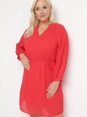 Czerwona Sukienka z Paskiem Yiridi christy