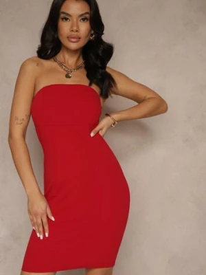 Czerwona Sukienka z Wiskozą Typu Bodycon Ellavira