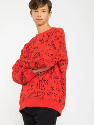 Czerwona świąteczna bluza dresowa z nadrukiem Reporter