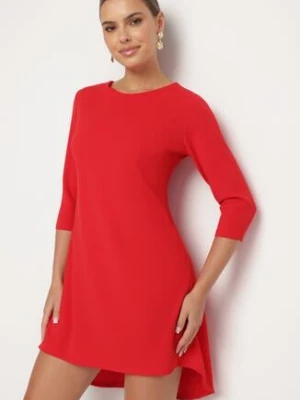 Czerwona Trapezowa Sukienka z Dłuższym Tyłem Gemirina New Collection