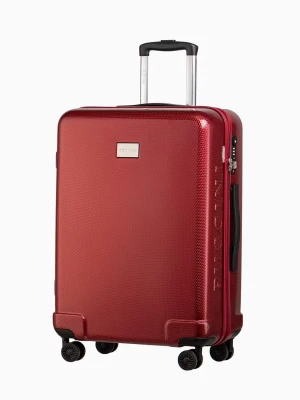 Czerwona twarda walizka średnia o strukturze plastra miodu Puccini