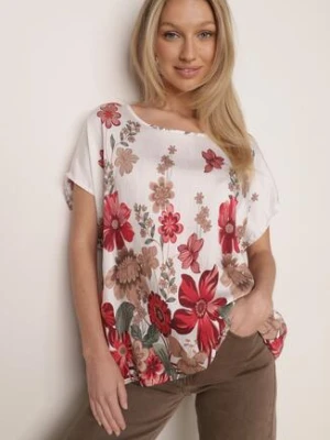 Zdjęcie produktu Czerwona Wiskozowa Bluzka w Kwiaty Talina J&x