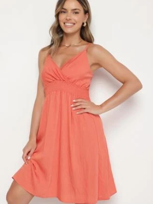 Czerwona Wiskozowa Sukienka z Kopertowym Dekoltem Arileme cflo