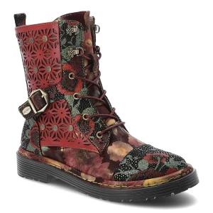 Czerwone Botki Laura Vita Stylowe Skórzane Obuwie Damskie