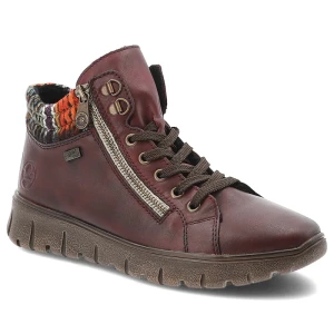 Czerwone Botki Rieker Ocieplane Buty Damskie