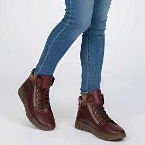 Czerwone Botki Rieker Ocieplane Buty Damskie