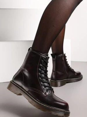 Czerwone Botki Workery z Sznurowaniem Eroania super mode