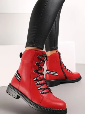 Czerwone Botki z Taśmą Workery Ardesa