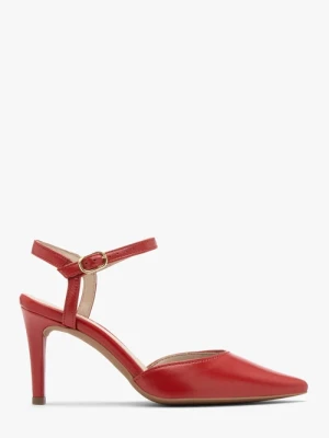 Zdjęcie produktu Czerwone czółenka damskie z odkrytą piętą Ryłko