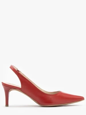 Czerwone czółenka typu slingback na szpilce Ryłko