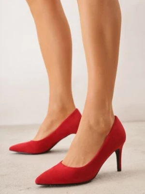 Czerwone Czółenka VICES na Smukłym Obcasie z Wkładką ze Skóry Naturalnej Grynora