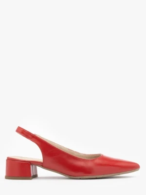 Czerwone czółenka z otwartą piętą Ryłko