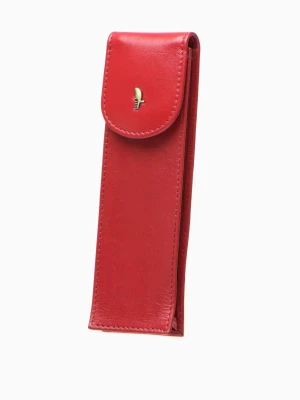 Czerwone eleganckie skórzane etui na długopisy Puccini