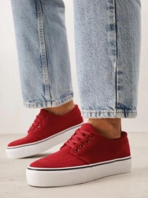 Czerwone Klasyczne Tenisówki z Ozdobnym Paskiem przy Podeszwie Ranora seastar