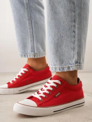 Czerwone Klasyczne Trampki do Kostki z Lamówką przy Podeszwie Kasiope vico