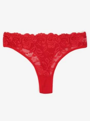 Czerwone Koronkowe Majtki Stringi z Bawełny Venalora han