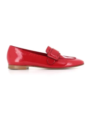 Czerwone lakierowane płaskie sandały DEL Carlo