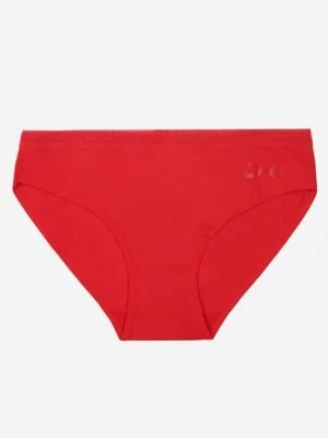 Czerwone Majtki Figi z Bawełną i Ozdobnymi Napisami Phioreia