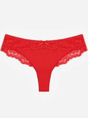 Czerwone Majtki Stringi Ozdobione Koronką Phisoris