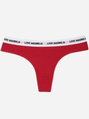 Czerwone Majtki Typu Stringi z Bawełną i Napisami Veza