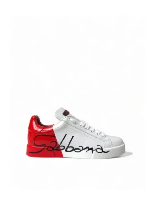 Czerwone Niskie Sneakersy z Wiązaniem Dolce & Gabbana