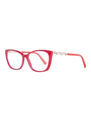 Czerwone Okulary Optyczne dla Kobiet w Kształcie Prostokąta Swarovski