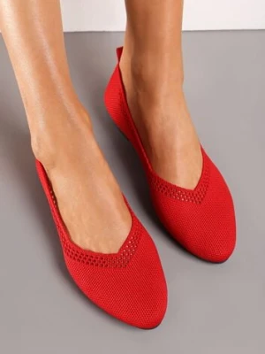 Czerwone Płaskie Balerinki Plecione z Ozdobnymi Wycięciami Daniya