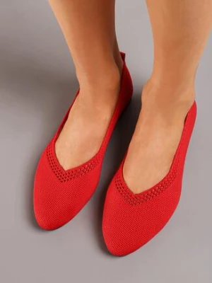 Czerwone Plecione Balerinki z Ażurowymi Wycięciami Jene