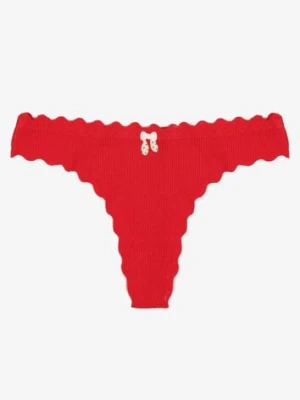 Czerwone Prążkowane Majtki Stringi z Bawełny Ilweda