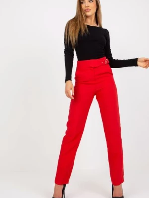 Czerwone proste spodnie z materiału z kieszeniami Xsapienza