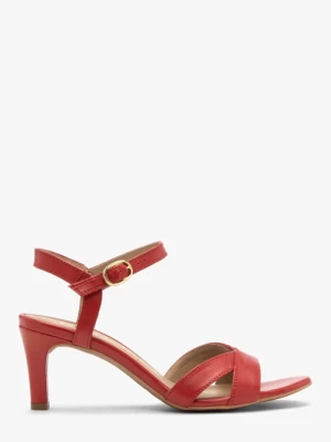 Czerwone sandały damskie na obcasie Ryłko