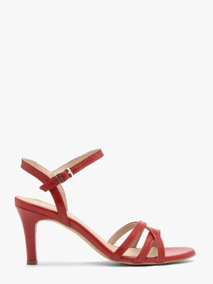 Czerwone sandały damskie na szpilce Ryłko