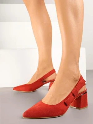 Czerwone Sandały na Słupku Vices Slingback ze Skórzaną Wkładką Vevoline