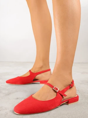 Czerwone Sandały Slingback Vices z Wkładką ze Skóry Naturalnej Sovritia