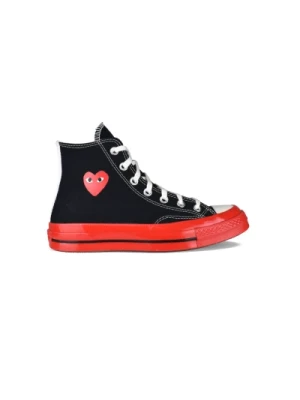 Czerwone Serce High-Top Canvas Sneakers Comme des Garçons