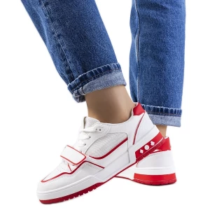 Czerwone sneakersy damskie Kadie białe Inna marka