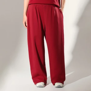 Czerwone spodnie dresowe baggy z grubej dzianiny House