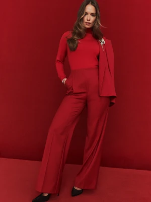 Czerwone spodnie garniturowe z wysokim stanem TARANKO