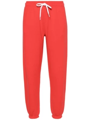Czerwone Spodnie z Logo Pony Ralph Lauren