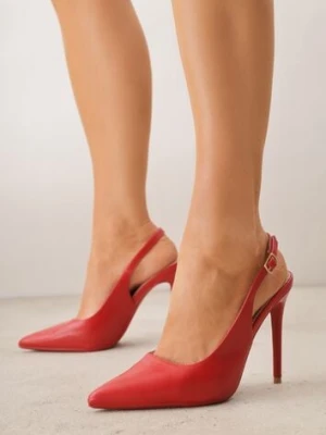 Czerwone Szpilki VICES Slingback z Wkładką ze Skóry Naturalnej Zoretta