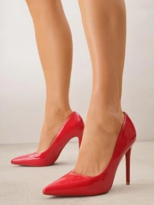 Czerwone Szpilki VICES z Lakierowanym Efektem Jestiva