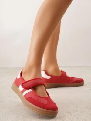 Czerwone Tenisówki Sneakeriny z Paskiem na Rzep Pirel