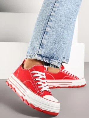 Czerwone Trampki na Grubej Podeszwie pod Kostkę Adsoria via giulia