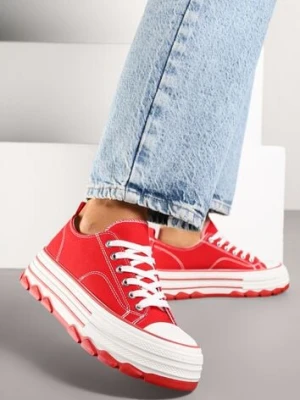 Czerwone Trampki na Platformie z Paskami i Niską Cholewką Zienelle via giulia
