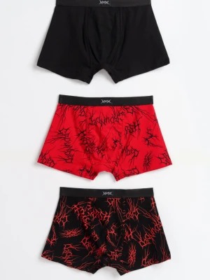 Czerwono-czarne bokserki z nadrukami 3-PAK Reporter