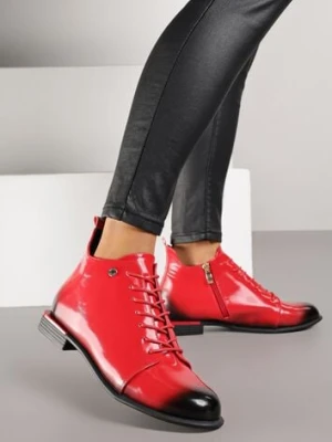 Czerwono-Czarne Botki Trzewiki Lakierowane Vices Jovilie