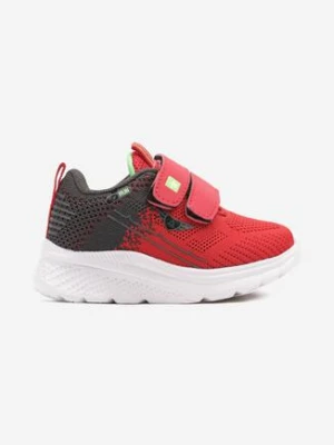 Czerwono-Szare Buty Sportowe Sneakersy z Ozdobną Naszywką Aralinda