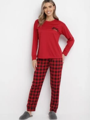 Czerwony 2-częściowy Komplet Piżamowy z Koszulką i Spodniami Linnes